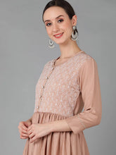 Women Beige Silk Blend Yoke Design Solid Kurta Trousers With Dupatta